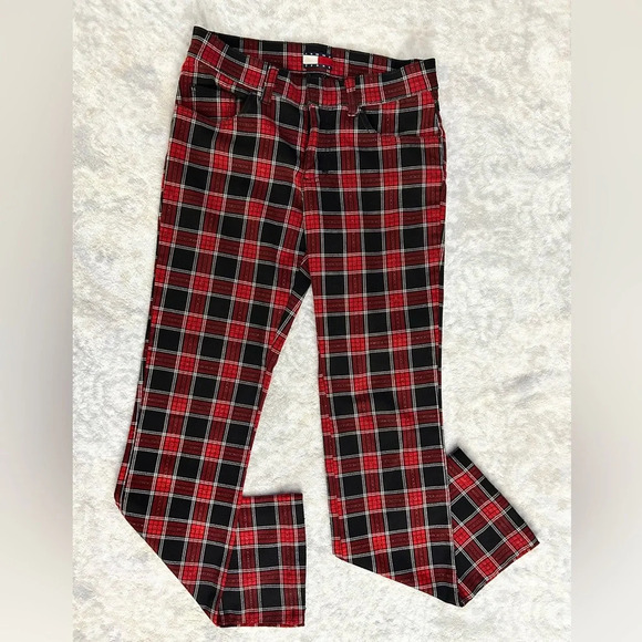 Tommy Jeans Y2K Red Plaid Pants - Picture 1 of 7